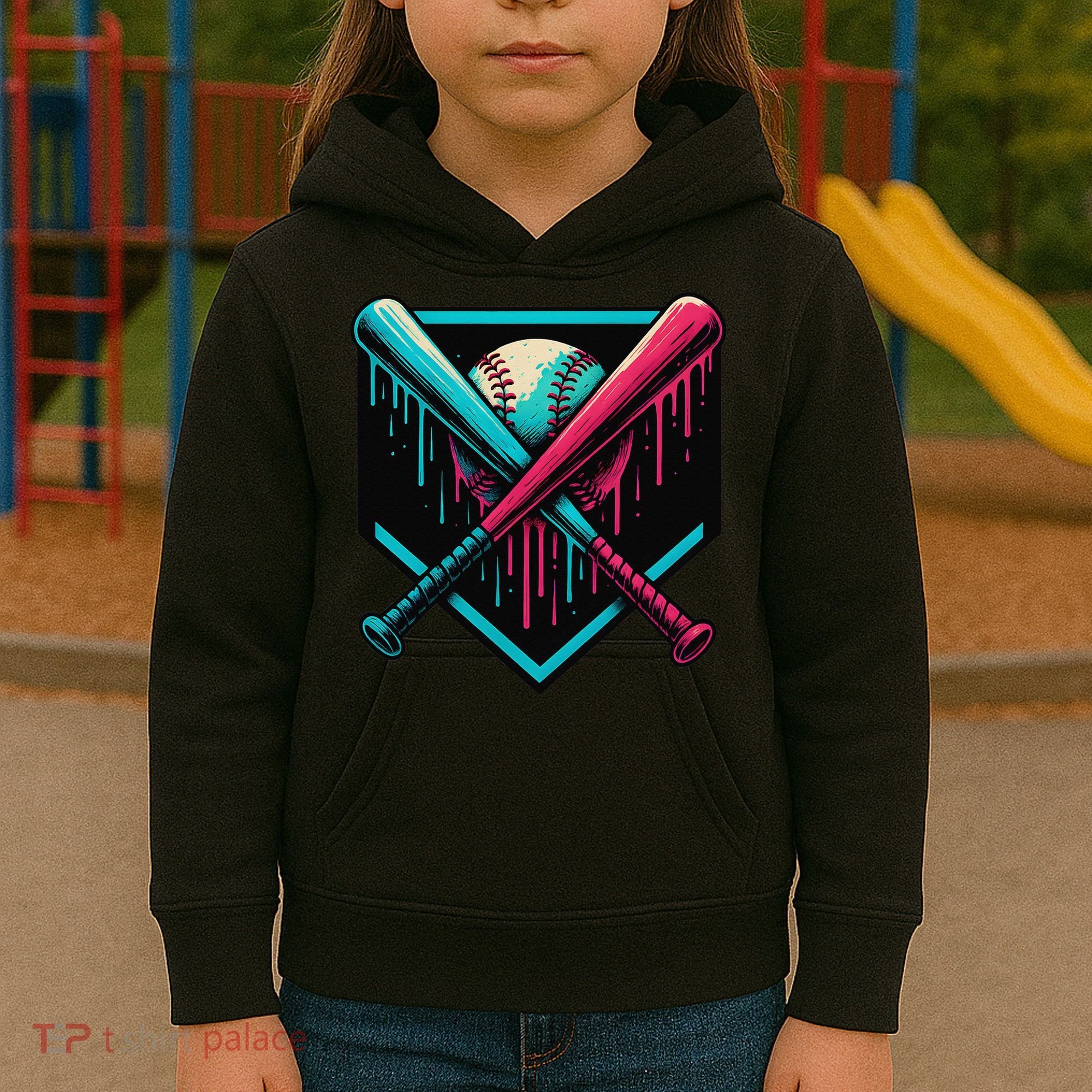 Ice Cream Dripping Baseball Home Plate Drip Respect The Kids Hoodie