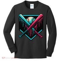 Ice Cream Dripping Baseball Home Plate Drip Respect The Kids Long Sleeve Shirt thumb 0