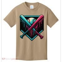 Ice Cream Dripping Baseball Home Plate Drip Respect The Kids T-Shirt thumb 0