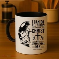I Can Do All Things Through Christ Soccer Jesus Christian Coffee Mug thumb 4
