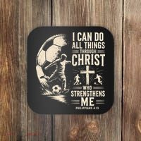 I Can Do All Things Through Christ Soccer Jesus Christian Coaster thumb 0