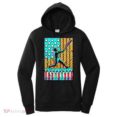 Ice Cream Drip Baseball Stuff Drip For American Flag Women's Hoodie