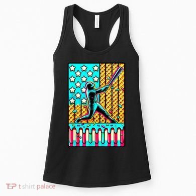 Ice Cream Drip Baseball Stuff Drip For American Flag Women's Tank Top