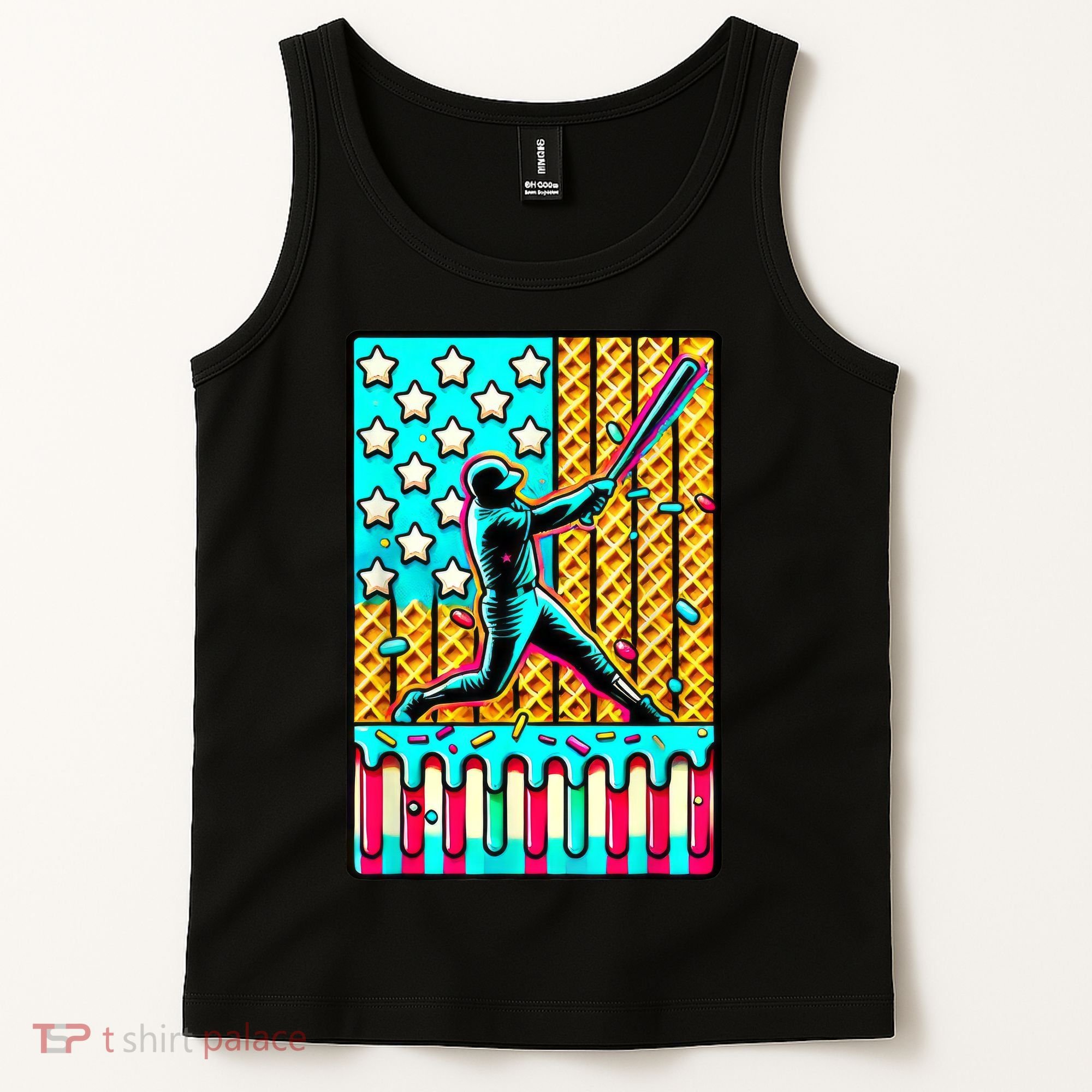 Ice Cream Drip Baseball Stuff Drip For American Flag Tank Top