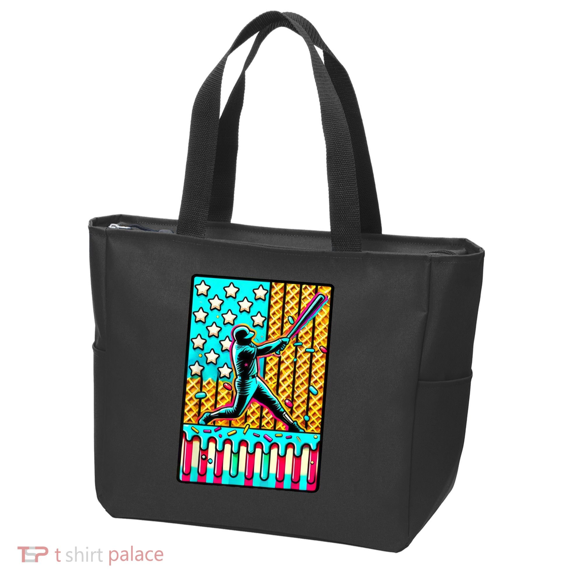 Ice Cream Drip Baseball Stuff Drip For American Flag Tote Bag
