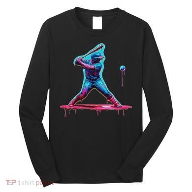 Ice Cream Drip Baseball Bat Baseball Player Long Sleeve Shirt