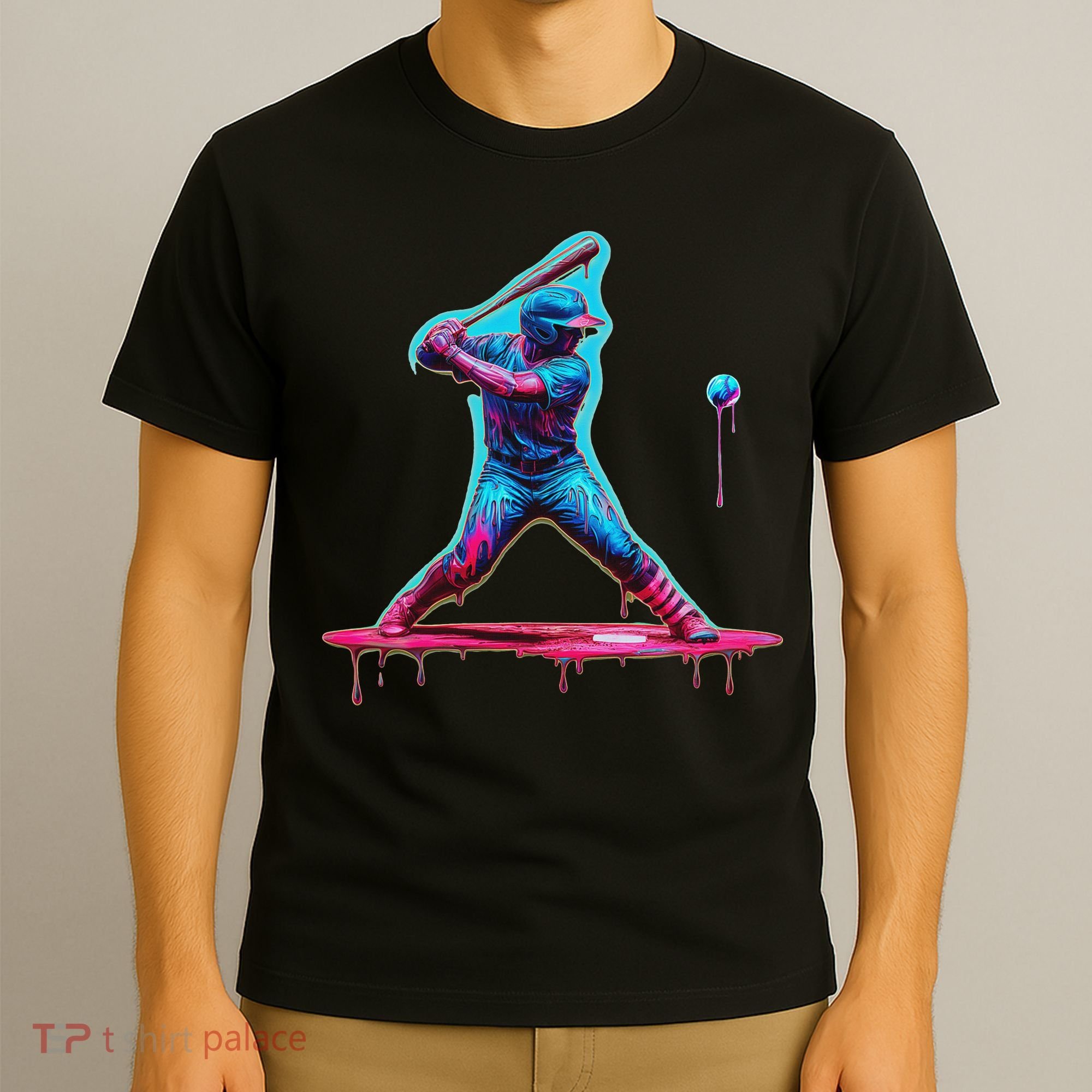 Ice Cream Drip Baseball Bat Baseball Player T-Shirt