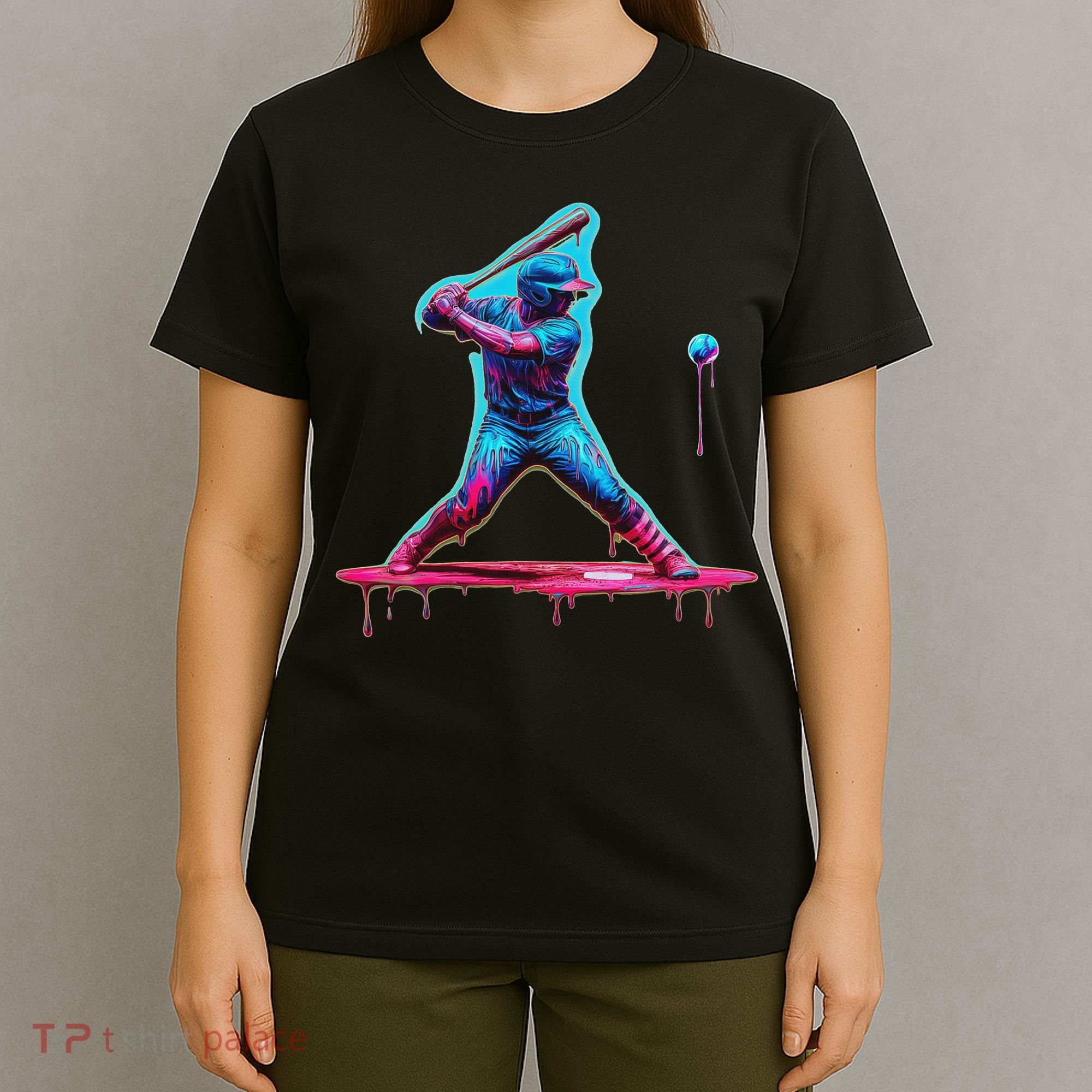 Ice Cream Drip Baseball Bat Baseball Player T-Shirt