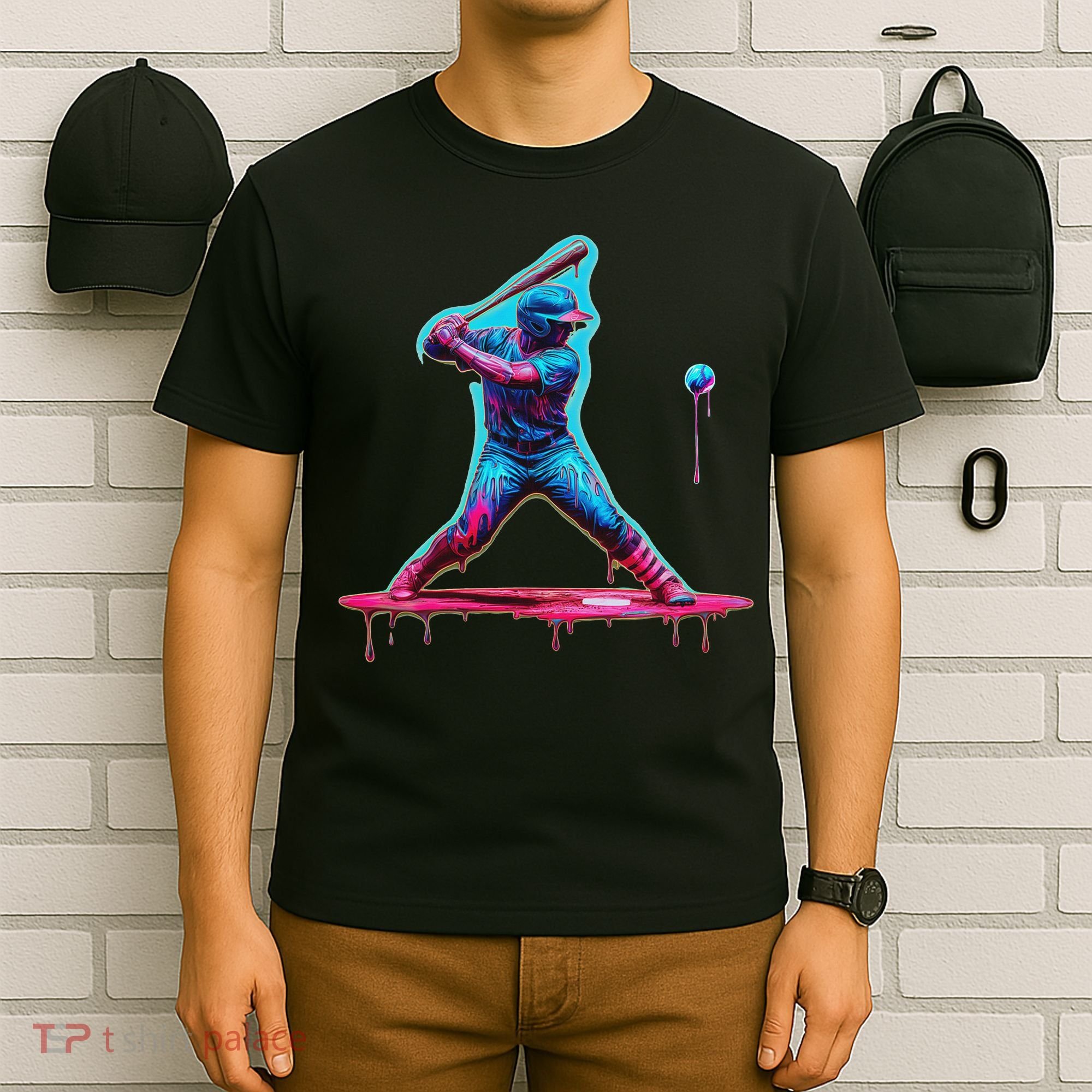 Ice Cream Drip Baseball Bat Baseball Player T-Shirt