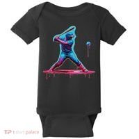 Ice Cream Drip Baseball Bat Baseball Player Baby Bodysuit thumb 0