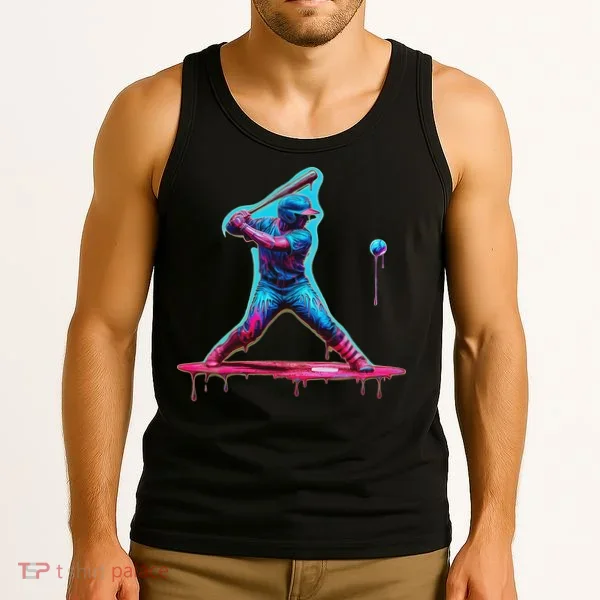 Ice Cream Drip Baseball Bat Baseball Player Tank Top