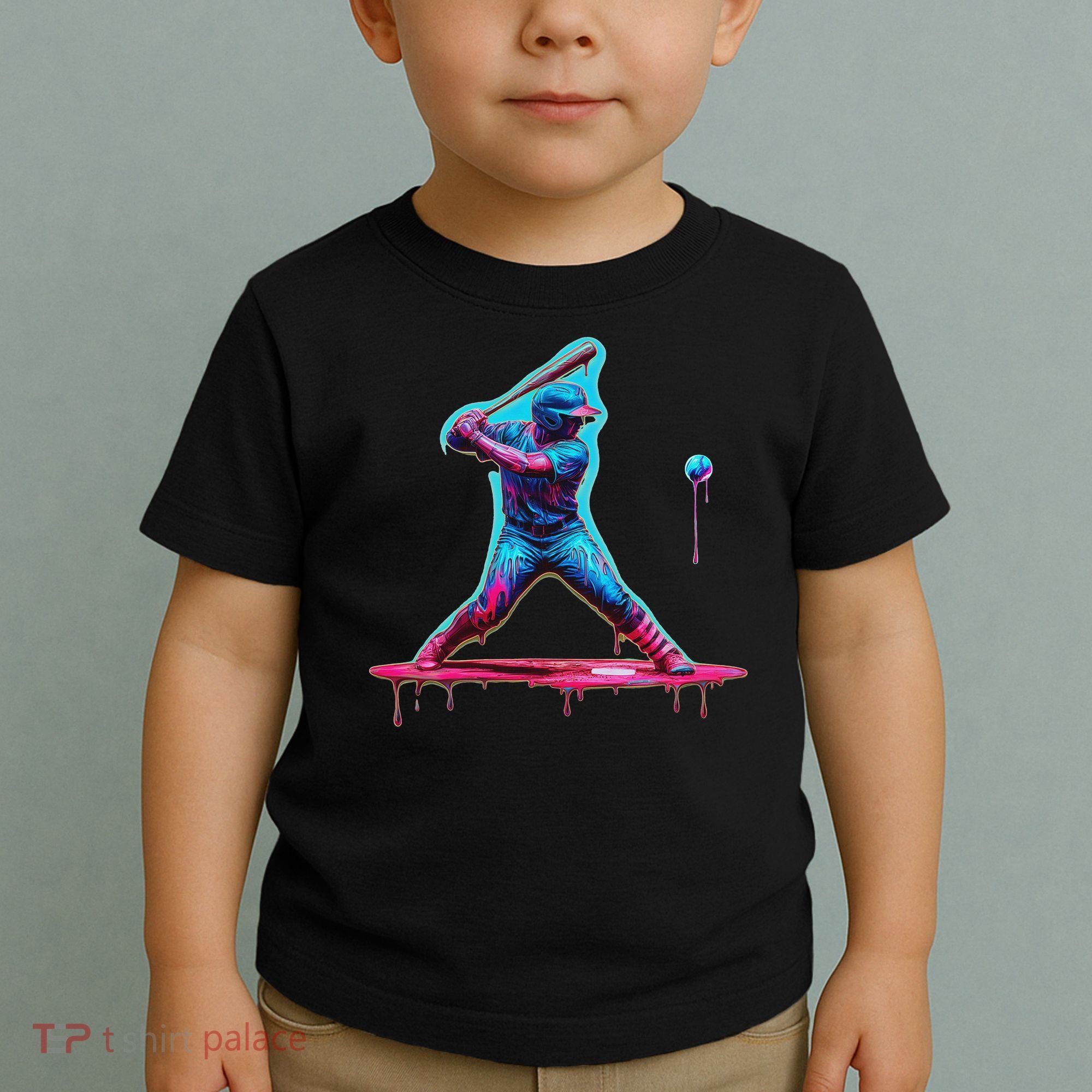 Ice Cream Drip Baseball Bat Baseball Player Toddler T-Shirt