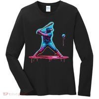 Ice Cream Drip Baseball Bat Baseball Player Women's Long Sleeve Shirt thumb 0