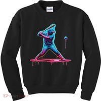 Ice Cream Drip Baseball Bat Baseball Player Kids Sweatshirt thumb 0
