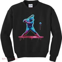 Ice Cream Drip Baseball Bat Baseball Player Kids Sweatshirt thumb 0