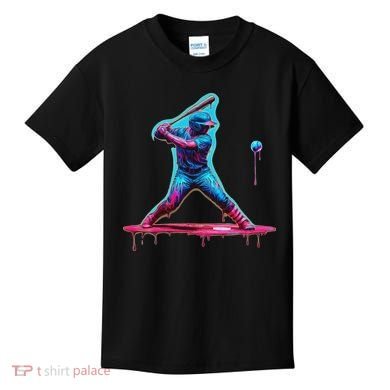 Ice Cream Drip Baseball Bat Baseball Player Kids T-Shirt