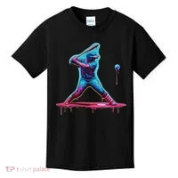 Ice Cream Drip Baseball Bat Baseball Player Kids T-Shirt thumb 0