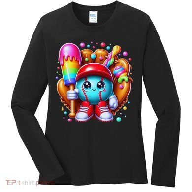 Ice Cream Drip Baseball Stuff Baseball Drip For Women's Long Sleeve Shirt