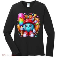 Ice Cream Drip Baseball Stuff Baseball Drip For Women's Long Sleeve Shirt thumb 0