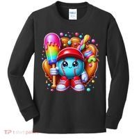 Ice Cream Drip Baseball Stuff Baseball Drip For Kids Long Sleeve Shirt thumb 0
