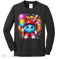 Ice Cream Drip Baseball Stuff Baseball Drip For Kids Long Sleeve Shirt thumb 0