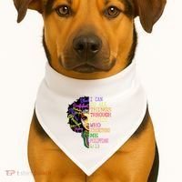 I Can Do All Through Christ Black Woman Faith USA-Made Doggie Bandana thumb 1