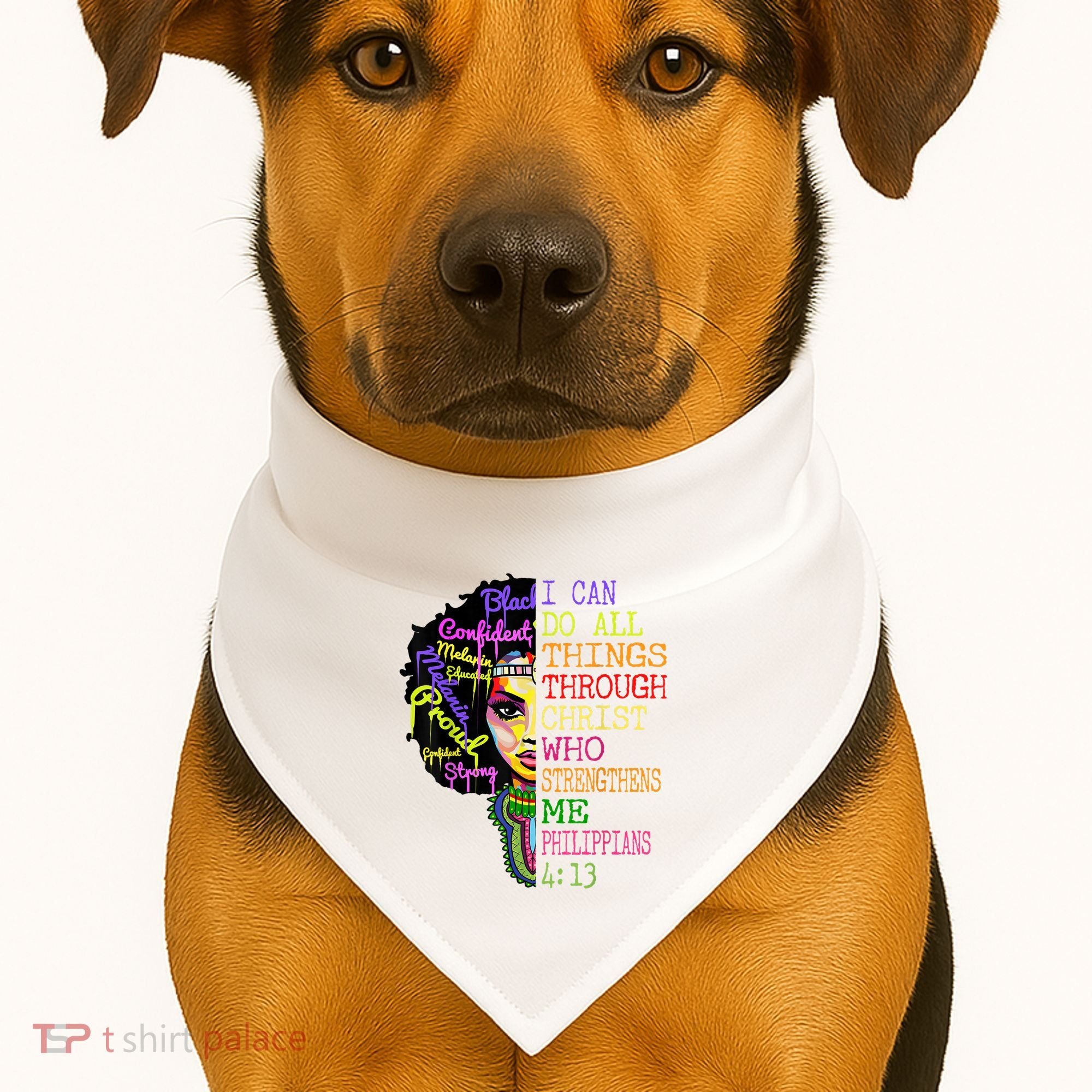 I Can Do All Through Christ Black Woman Faith USA-Made Doggie Bandana