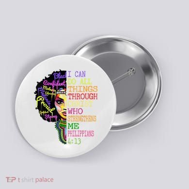 I Can Do All Through Christ Black Woman Faith Button