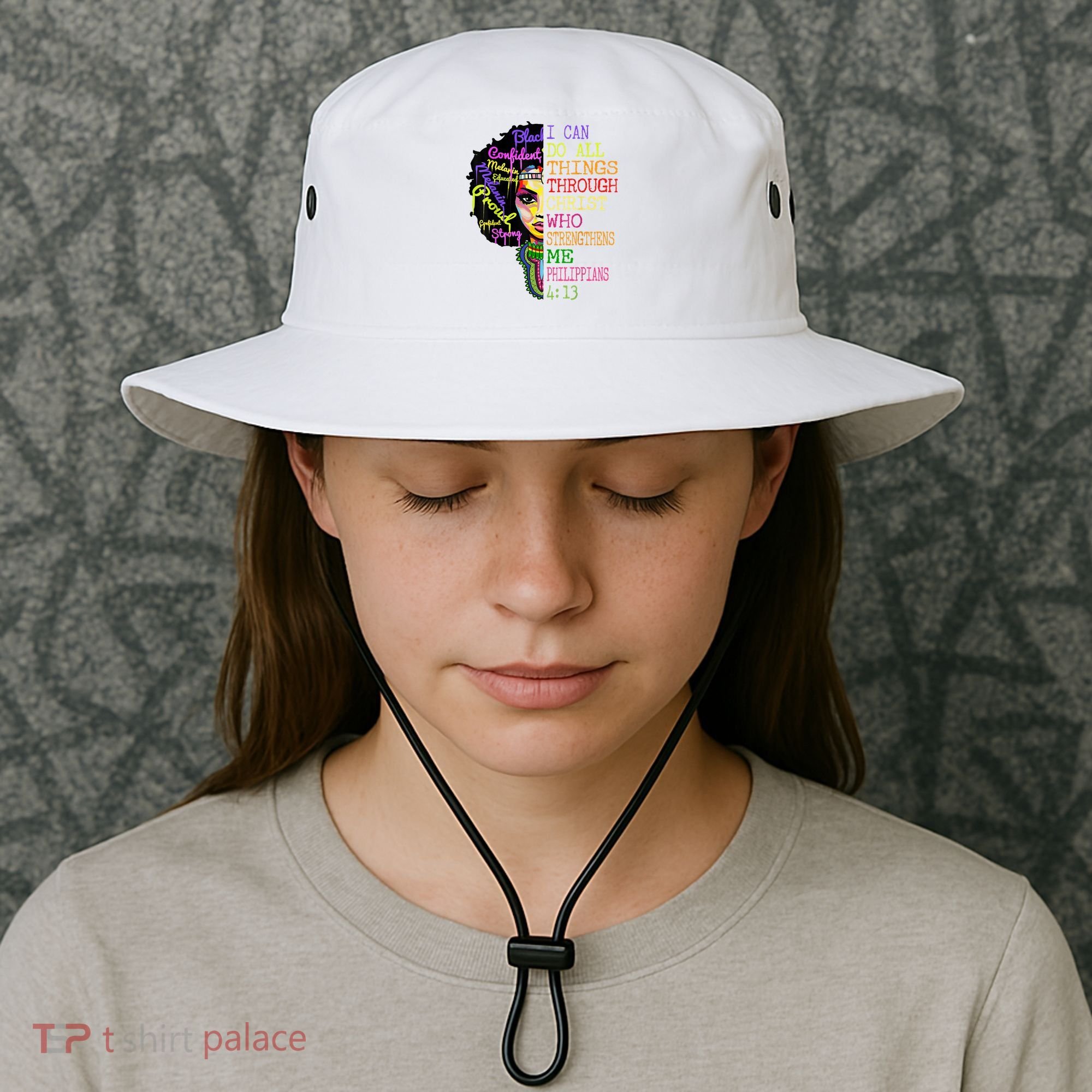 I Can Do All Through Christ Black Woman Faith Bucket Hat