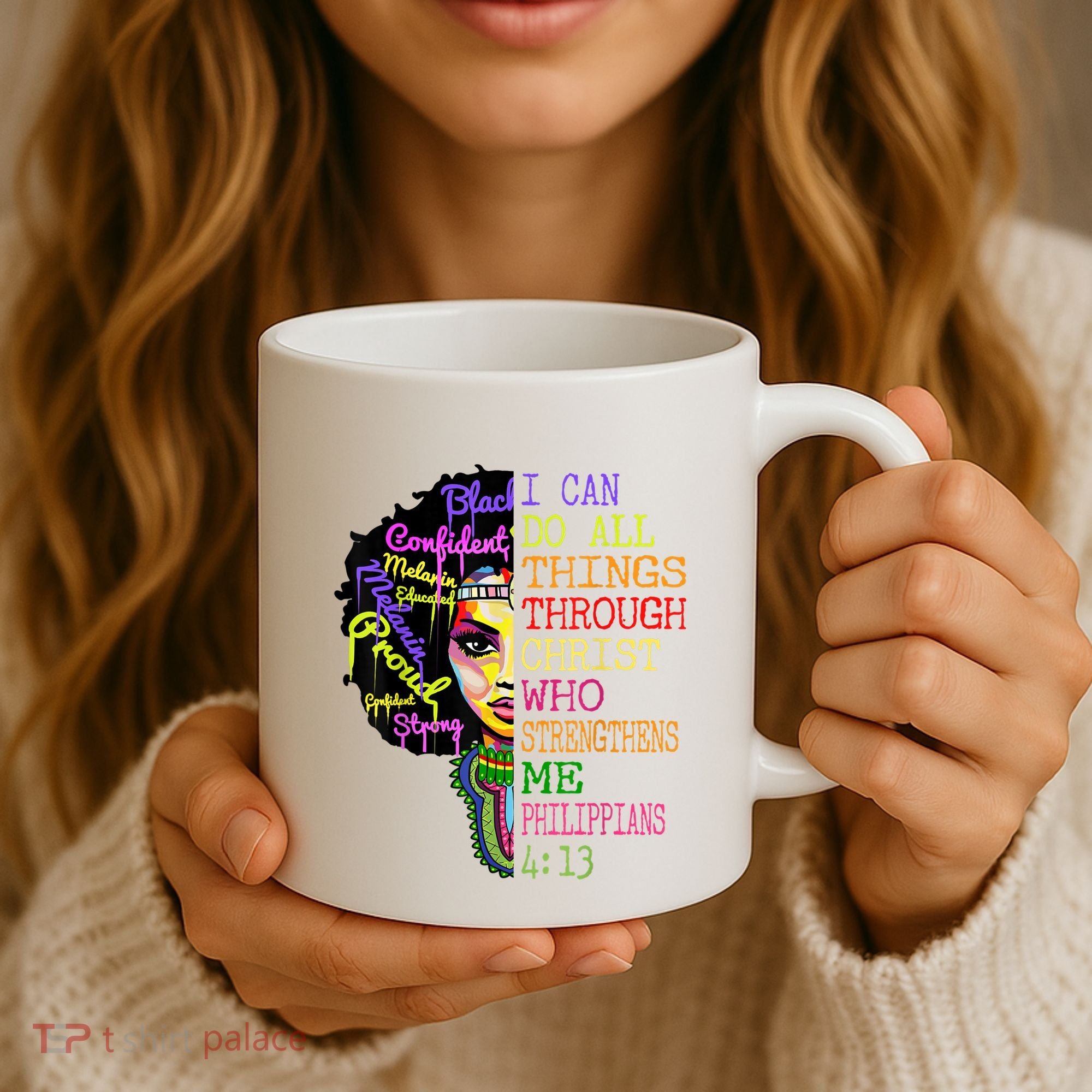 I Can Do All Through Christ Black Woman Faith Coffee Mug