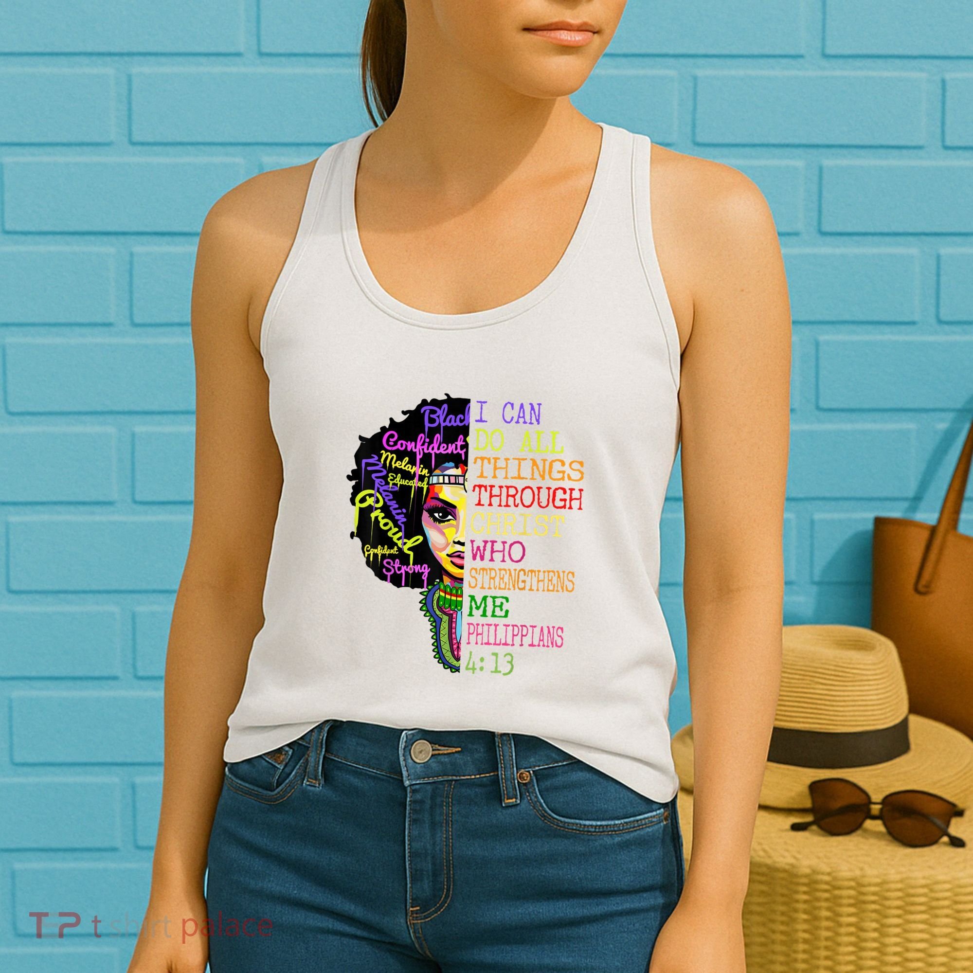 I Can Do All Through Christ Black Woman Faith Women's Tank Top