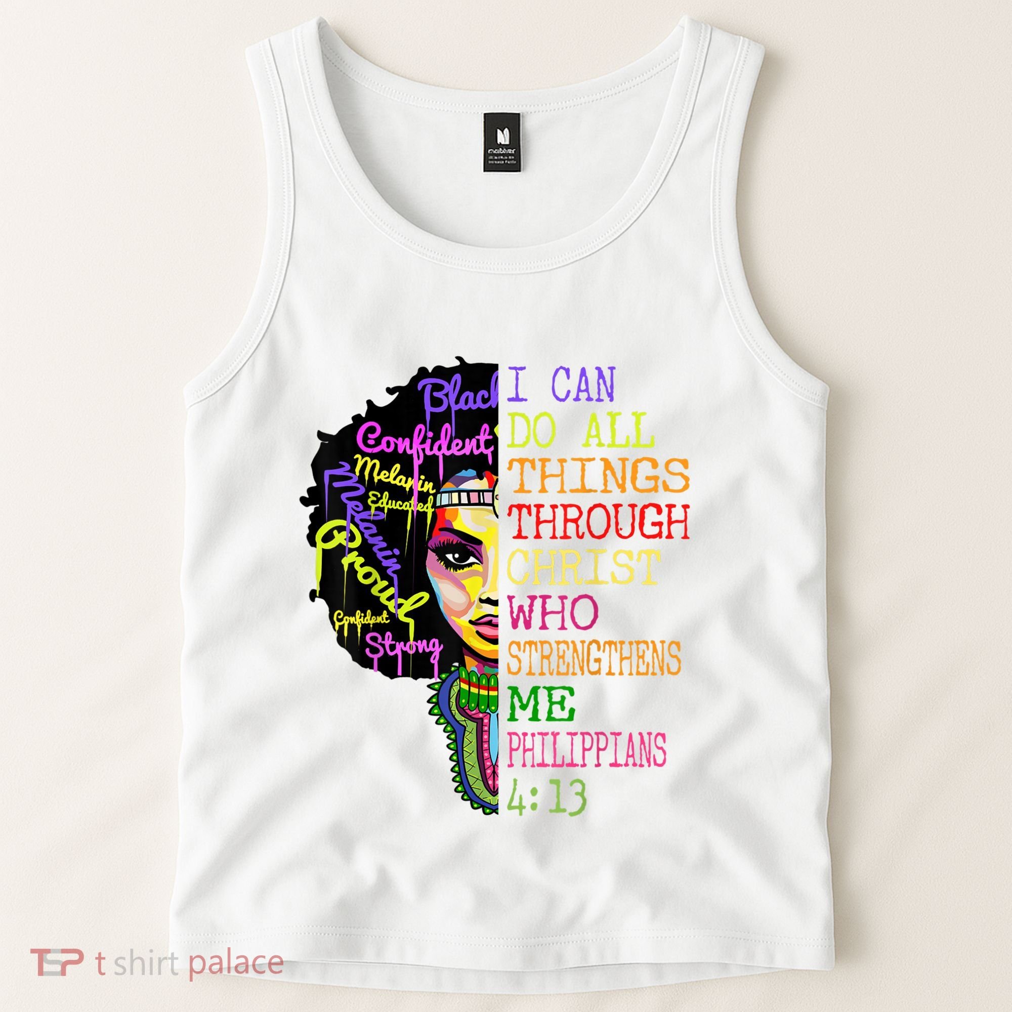 I Can Do All Through Christ Black Woman Faith Tank Top
