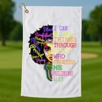 I Can Do All Through Christ Black Woman Faith Golf Towel thumb 1