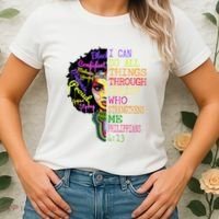 I Can Do All Through Christ Black Woman Faith Women's T-Shirt thumb 2