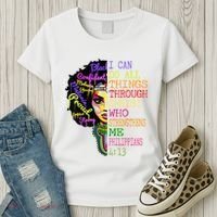 I Can Do All Through Christ Black Woman Faith Women's T-Shirt thumb 3