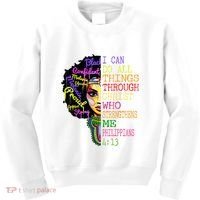 I Can Do All Through Christ Black Woman Faith Kids Sweatshirt thumb 0