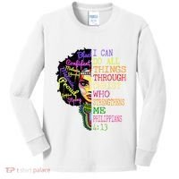 I Can Do All Through Christ Black Woman Faith Kids Long Sleeve Shirt thumb 0