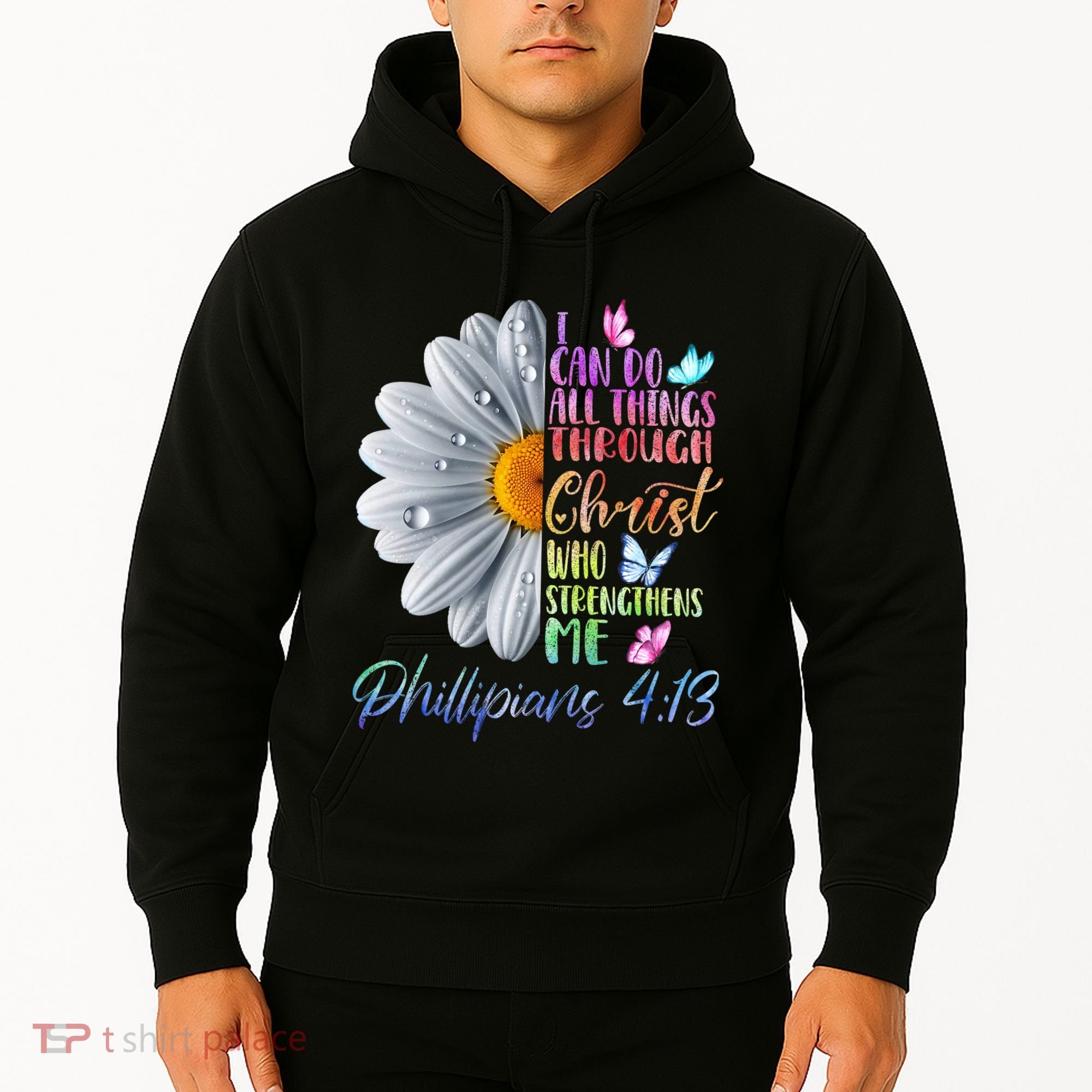 I Can Do All Things Through Christ Butterfly Art Religious Hoodie