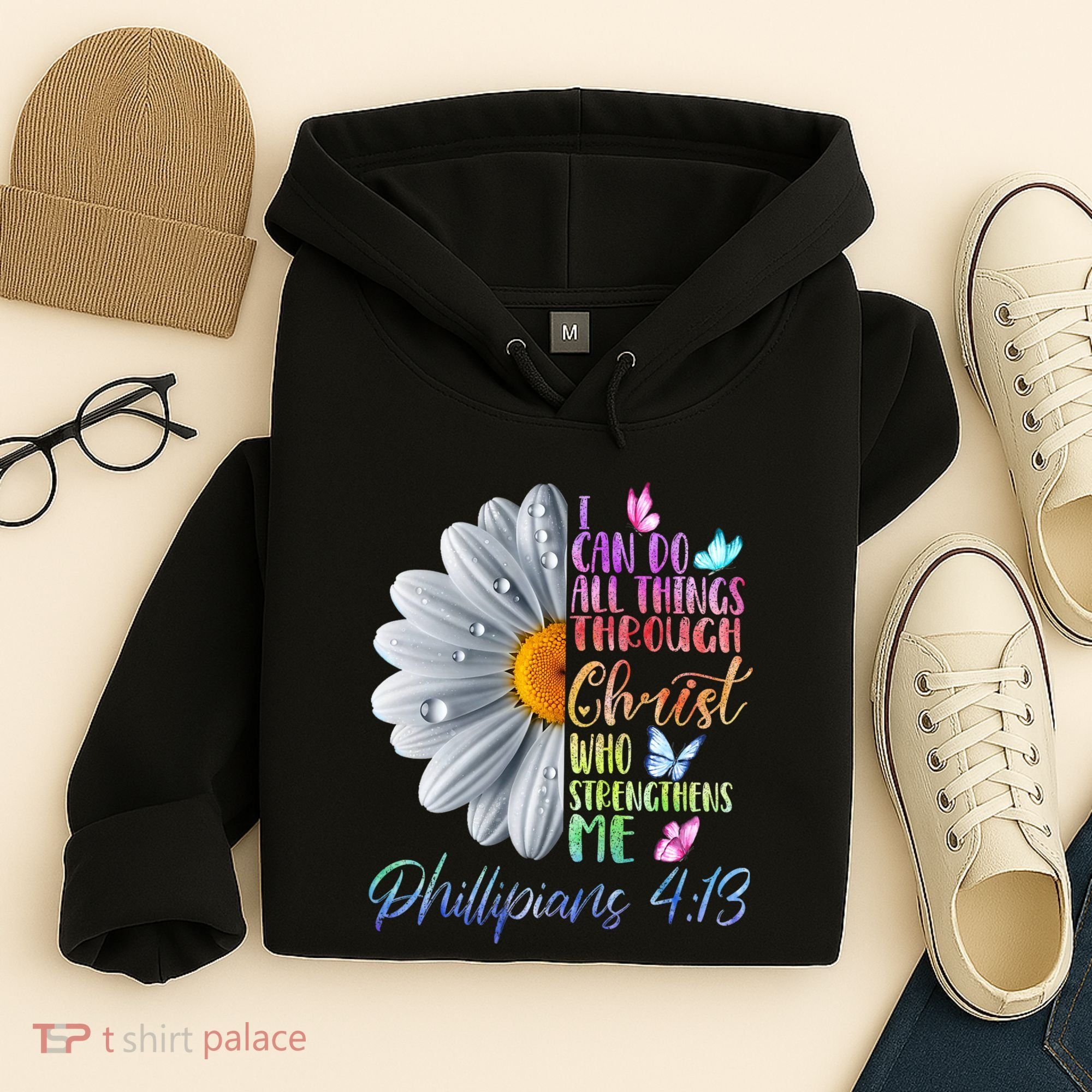 I Can Do All Things Through Christ Butterfly Art Religious Hoodie