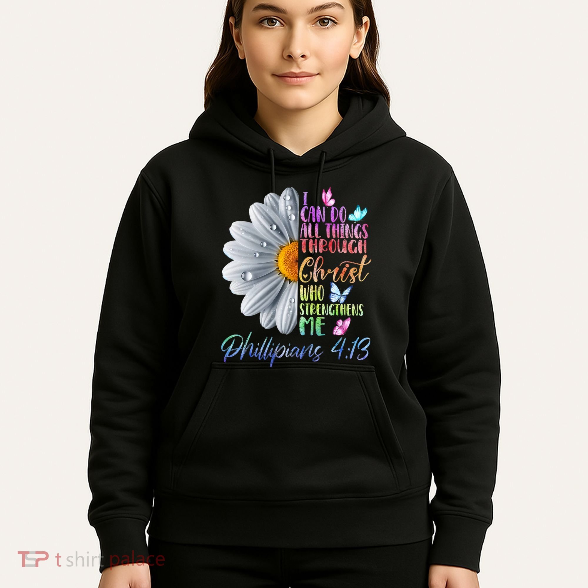 I Can Do All Things Through Christ Butterfly Art Religious Hoodie