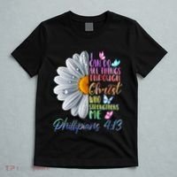 I Can Do All Things Through Christ Butterfly Art Religious T-Shirt thumb 5