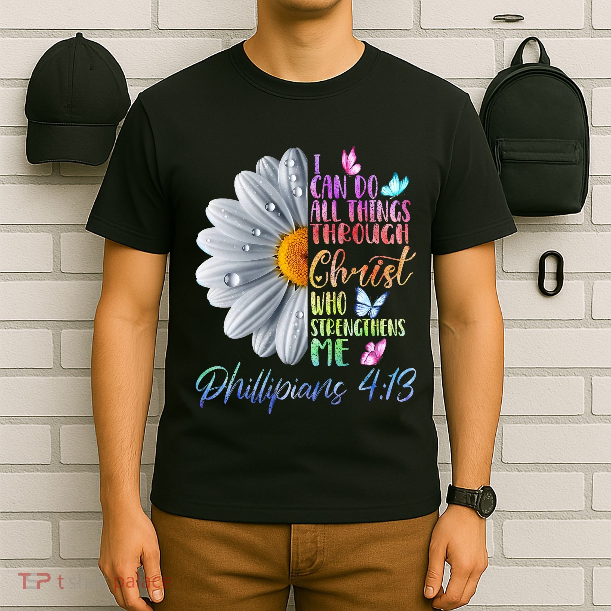 I Can Do All Things Through Christ Butterfly Art Religious T-Shirt