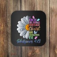 I Can Do All Things Through Christ Butterfly Art Religious Coaster thumb 0