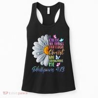 I Can Do All Things Through Christ Butterfly Art Religious Women's Tank Top thumb 0