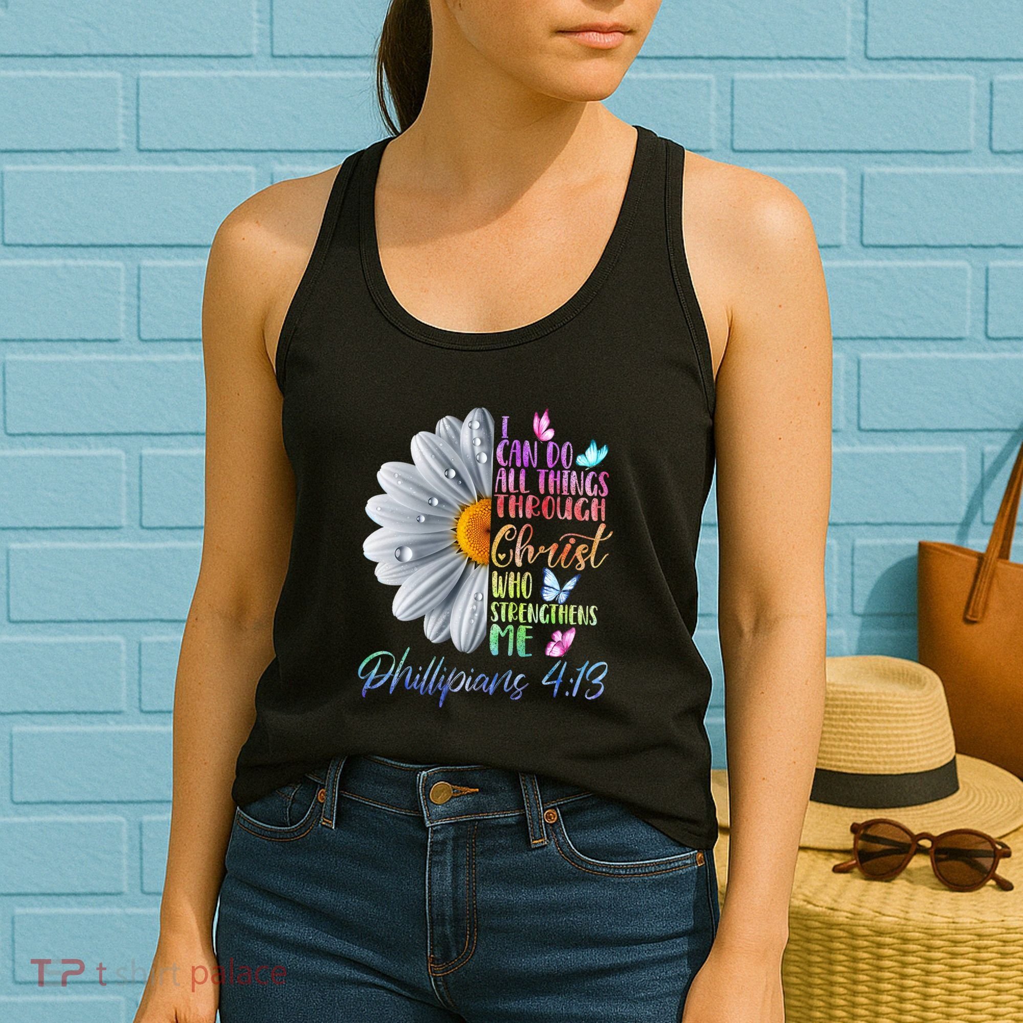 I Can Do All Things Through Christ Butterfly Art Religious Women's Tank Top
