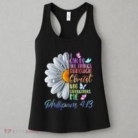 I Can Do All Things Through Christ Butterfly Art Religious Women's Tank Top thumb 3