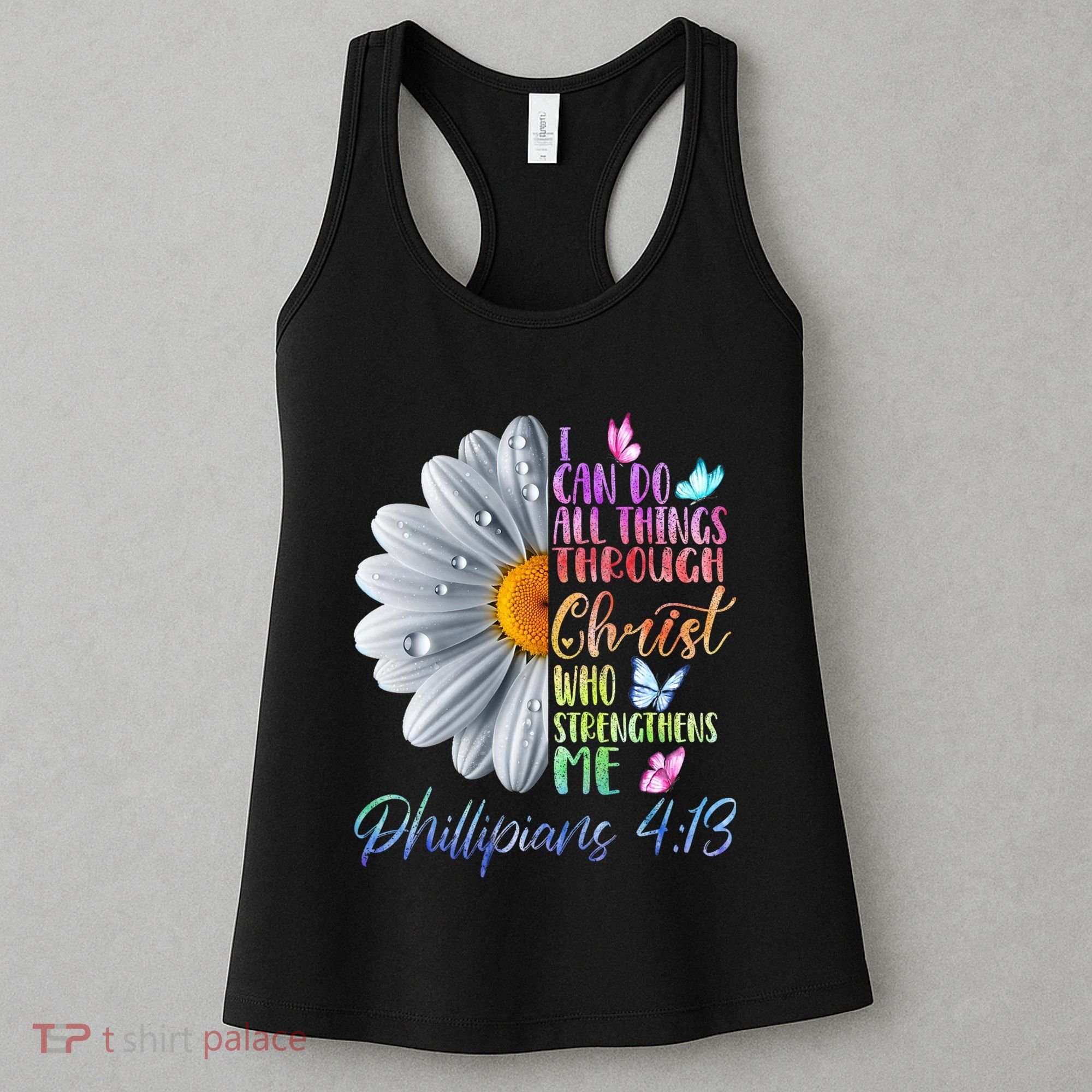 I Can Do All Things Through Christ Butterfly Art Religious Women's Tank Top