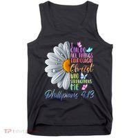 I Can Do All Things Through Christ Butterfly Art Religious Tank Top thumb 0