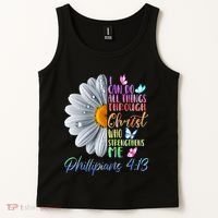 I Can Do All Things Through Christ Butterfly Art Religious Tank Top thumb 2
