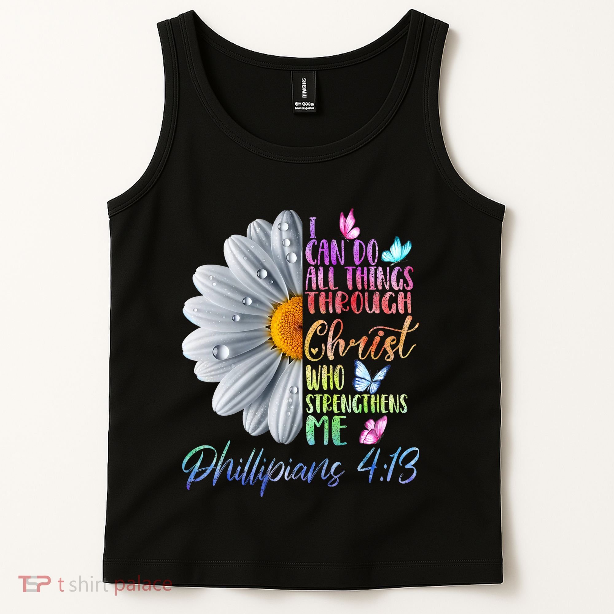 I Can Do All Things Through Christ Butterfly Art Religious Tank Top